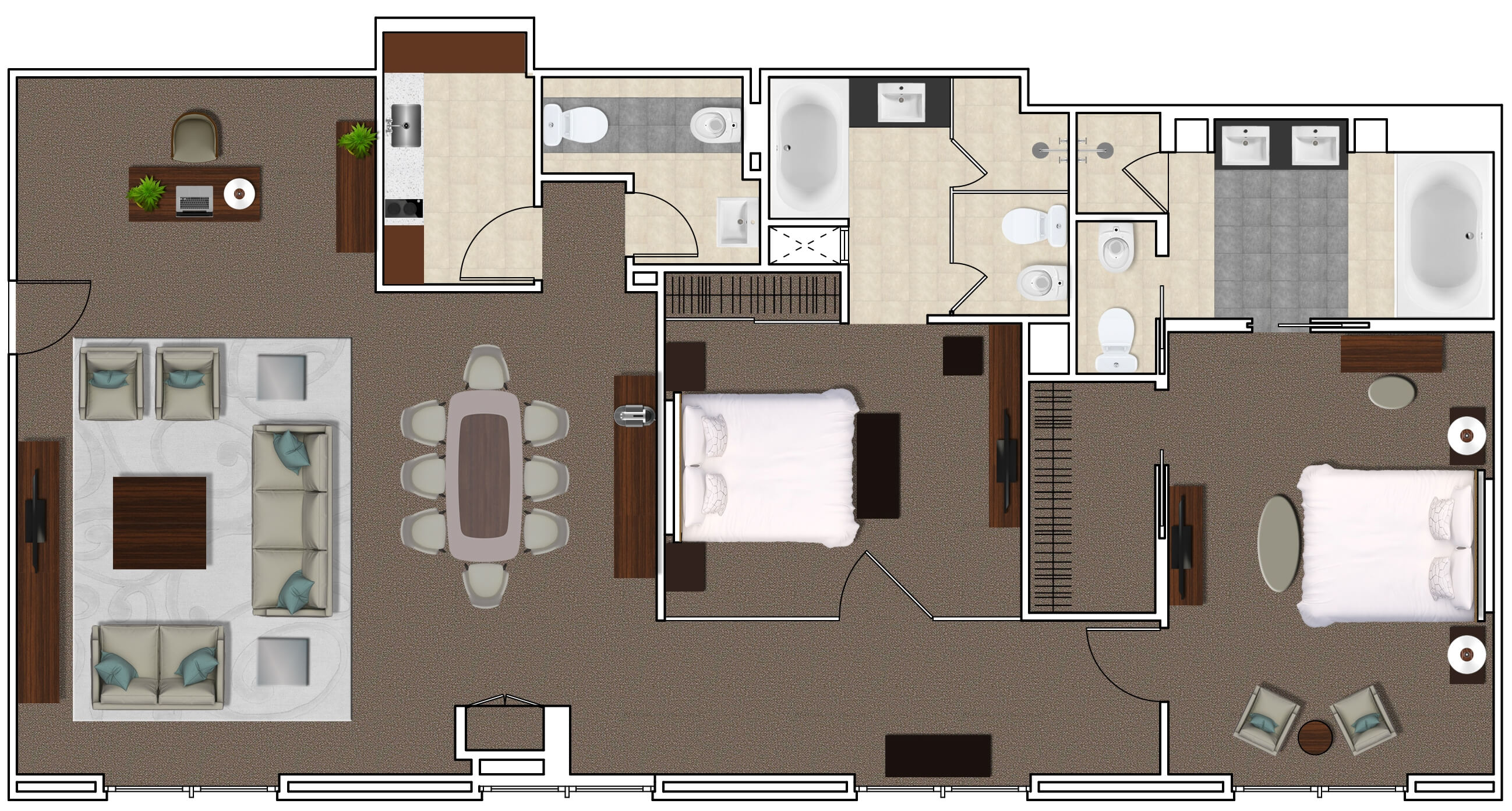 2D Floor Plan Design / Rendering Samples / Examples