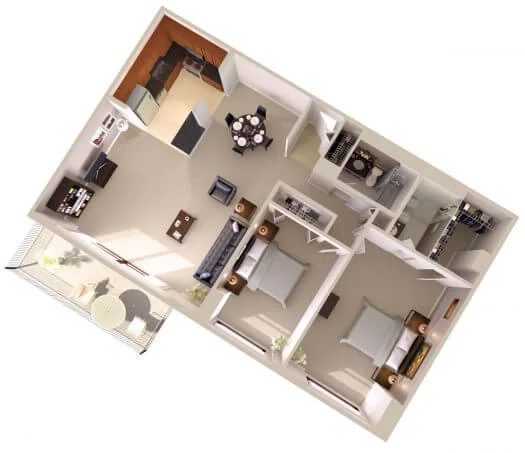 2-Bedroom-Penthouse-3d-Floor-Plan