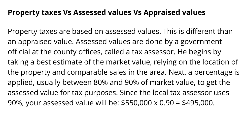Property taxes are based on assessed values