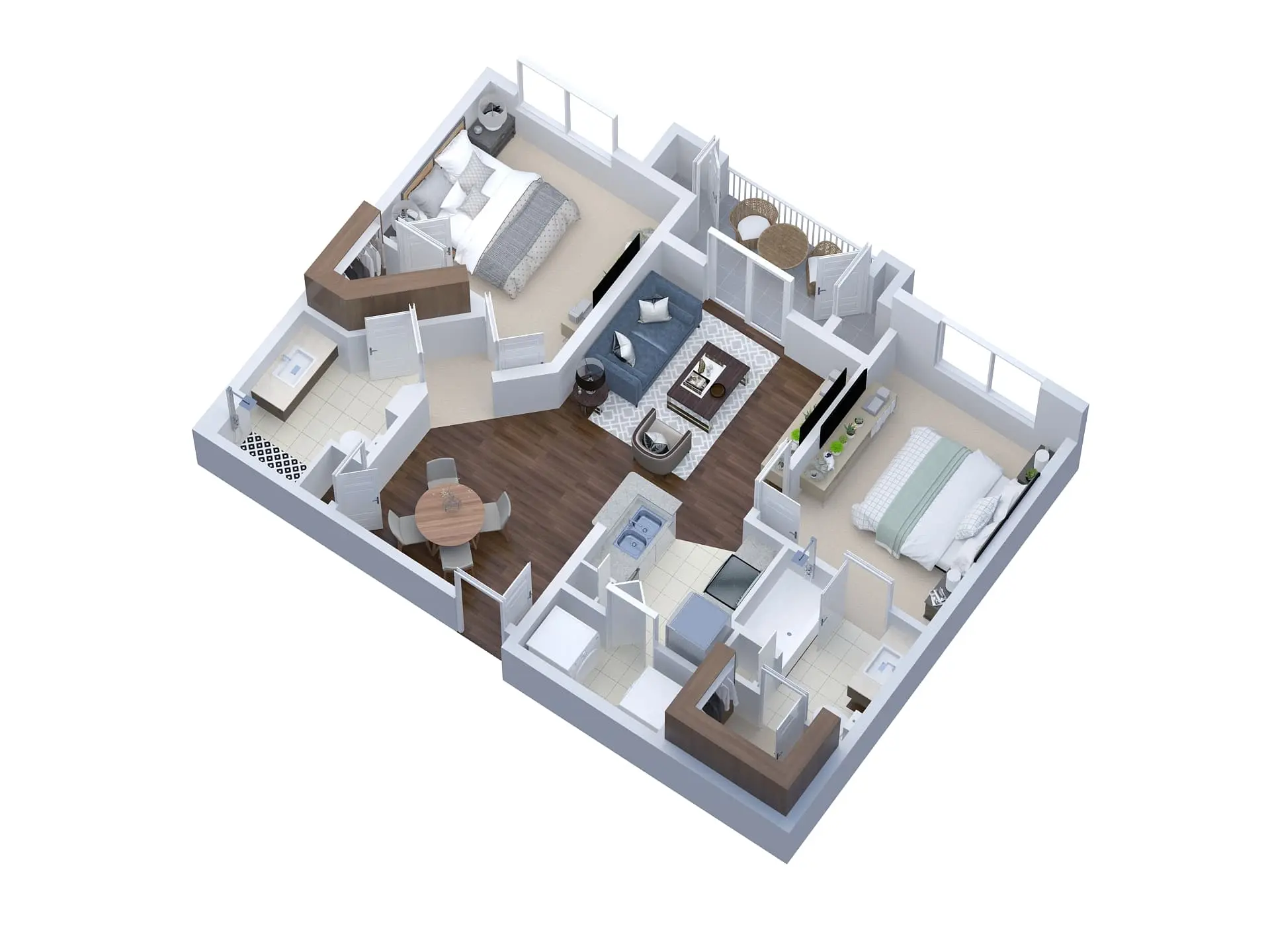 2-Bedroom-3D-House-Floor-Plan