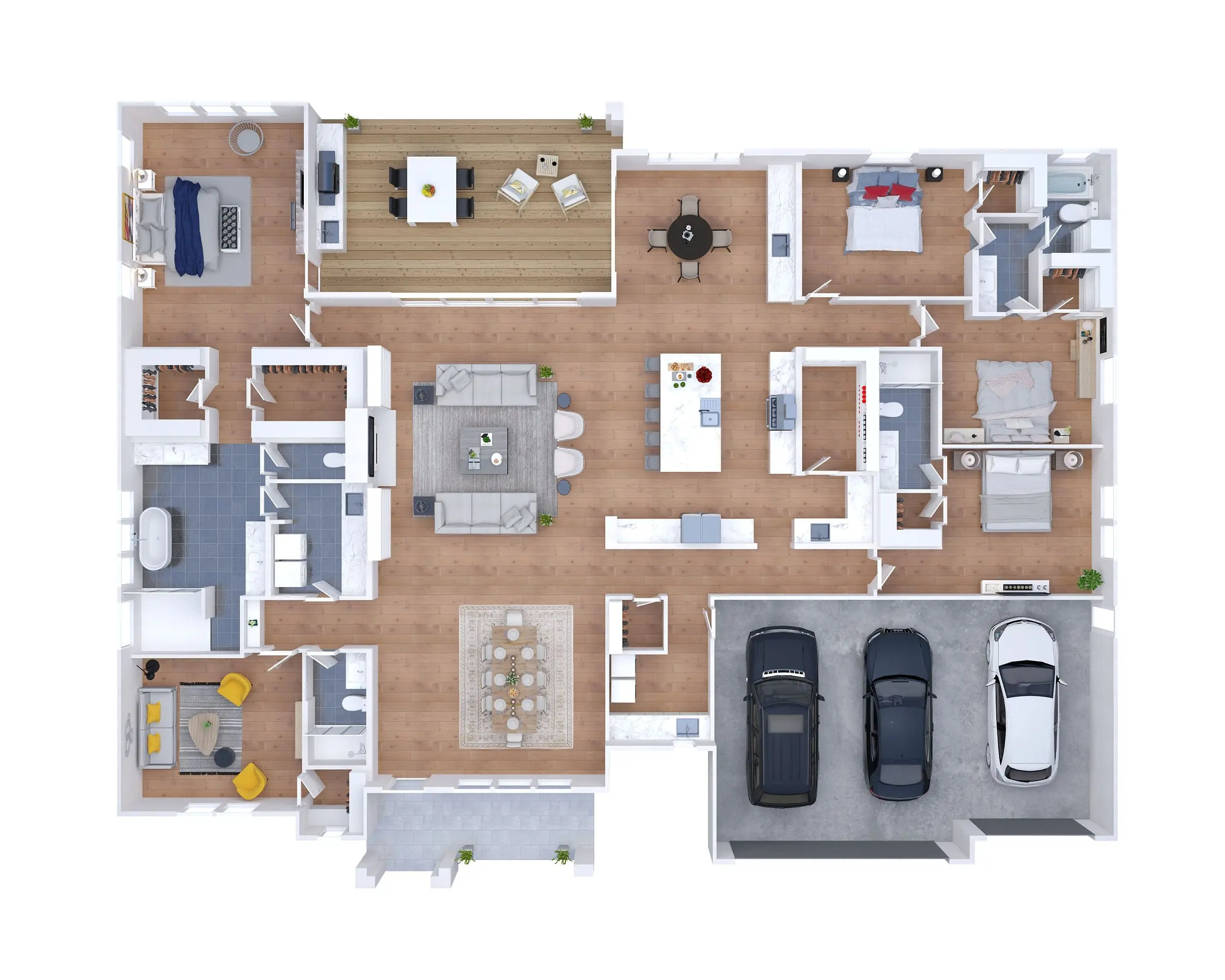 4-Bedroom-House-3D-Floor-Plans