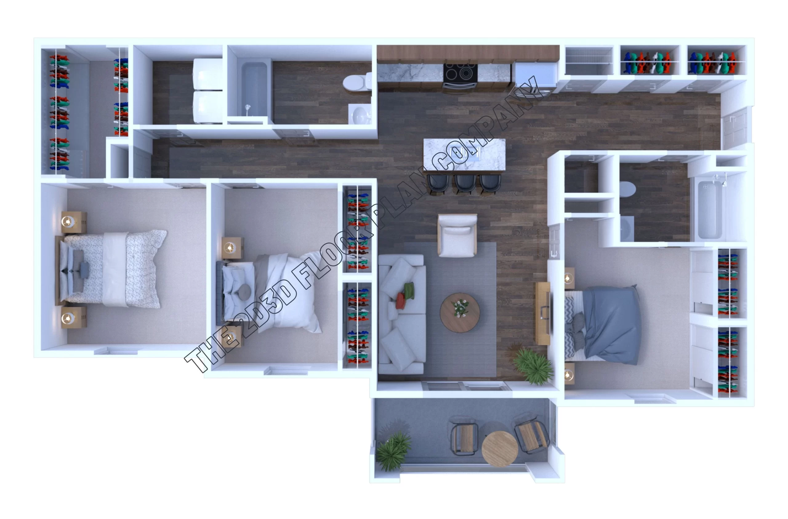 3-Bedroom-3D-Floor-Plan-Rendering