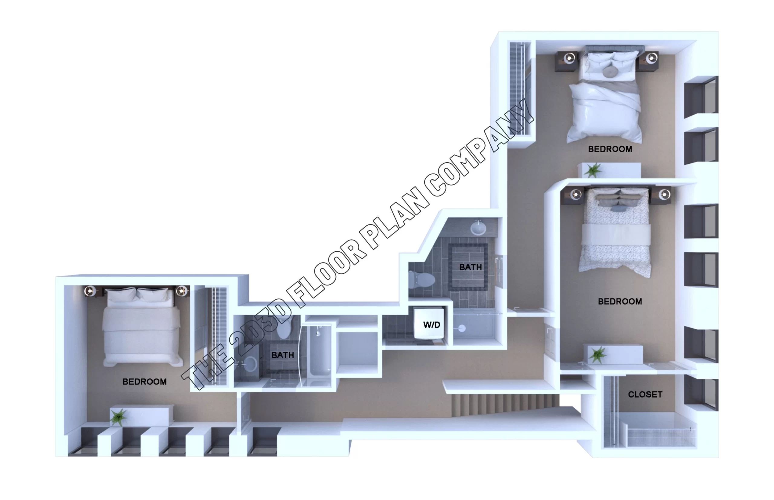 Three-Bedroom-3D-Floor-Plan-Rendering